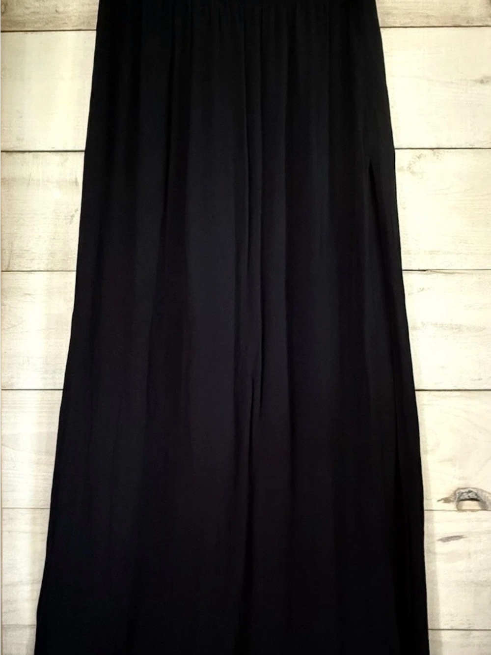 Kona Sol Maxi Coverup Black Gauze Skirt. Elastic Waist. Split Side Seams Sz L